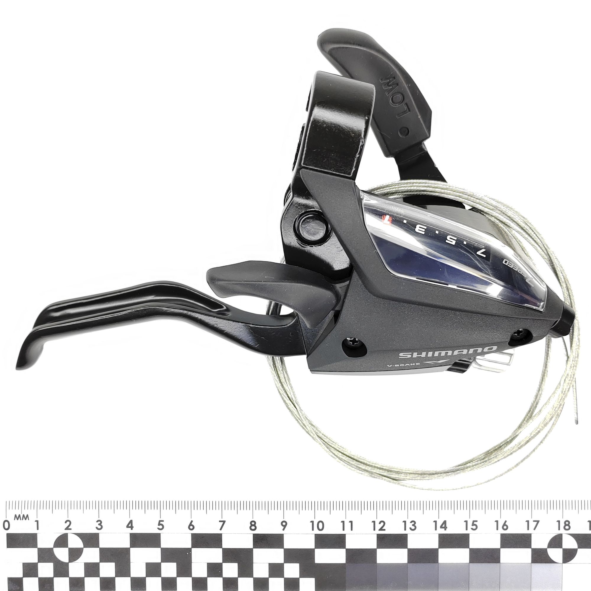 Shimano Шифтер ручка тормоза ST-EF500, 7 скоростей, под 2 пальца, под правую руку, трос 205 см, BOX — Товары для велоспорта