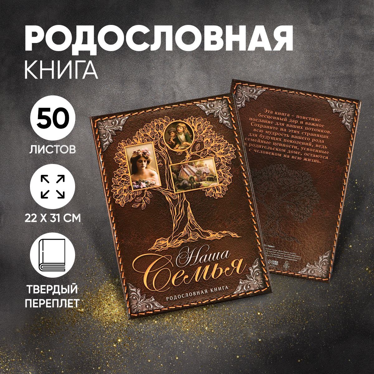 Родословная книга, подарочная "Наша Семья", 100 страниц, 22 х 31 см.