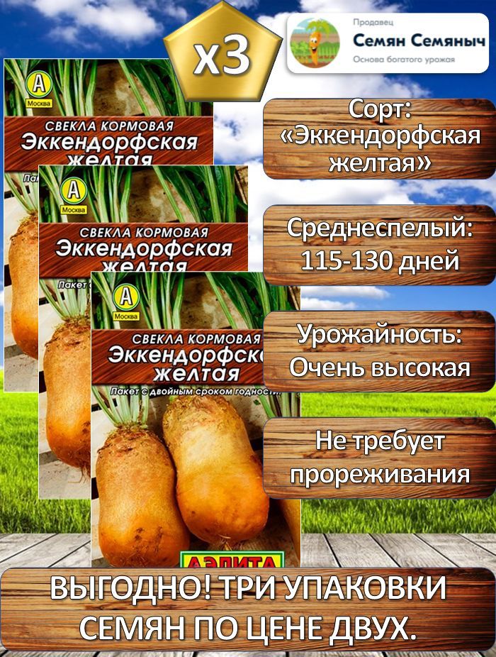 Купить Семена Свеклы Кормовой Эккендорфская Желтая