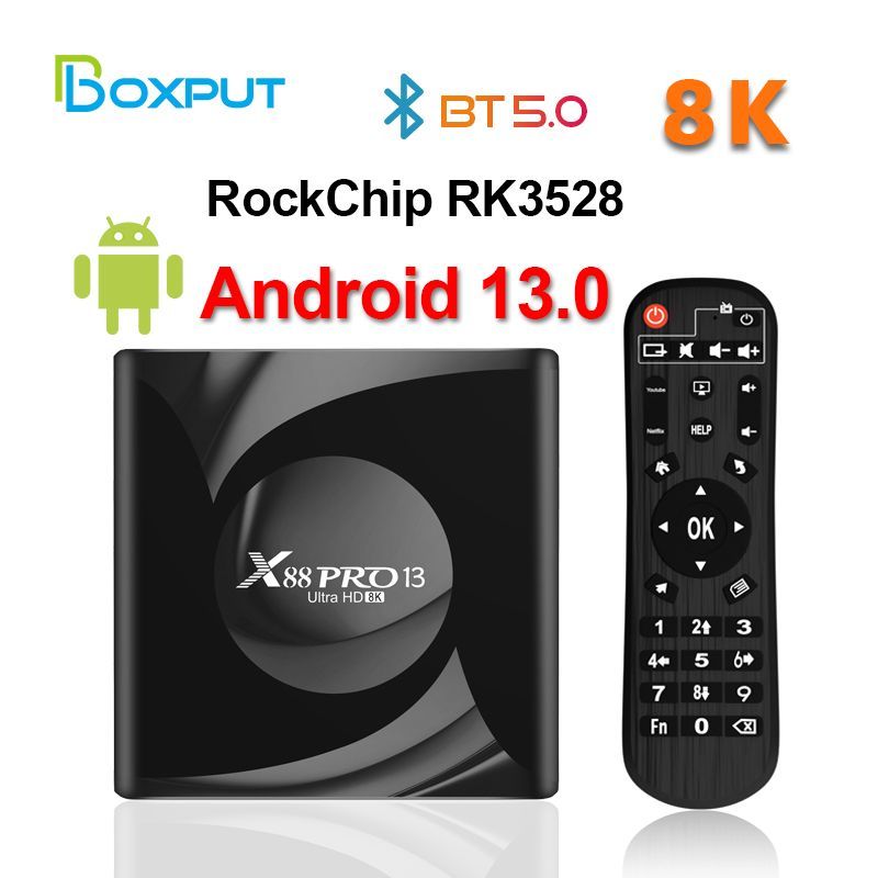 BOXPUTМедиаплеерX88PRO13Android,4ГБ/64ГБ,Wi-Fi,Bluetooth,черный