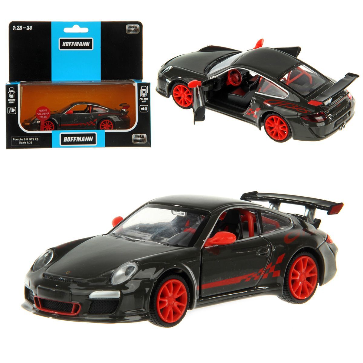 Машина металлическая Porsche 911 GT3 RS (997) инерционная со светом и  звуком, 1:32, Hoffmann / Детская инерционная игрушка для мальчиков / Модель  машины для детей, со световыми и звуковыми эффектами - купить