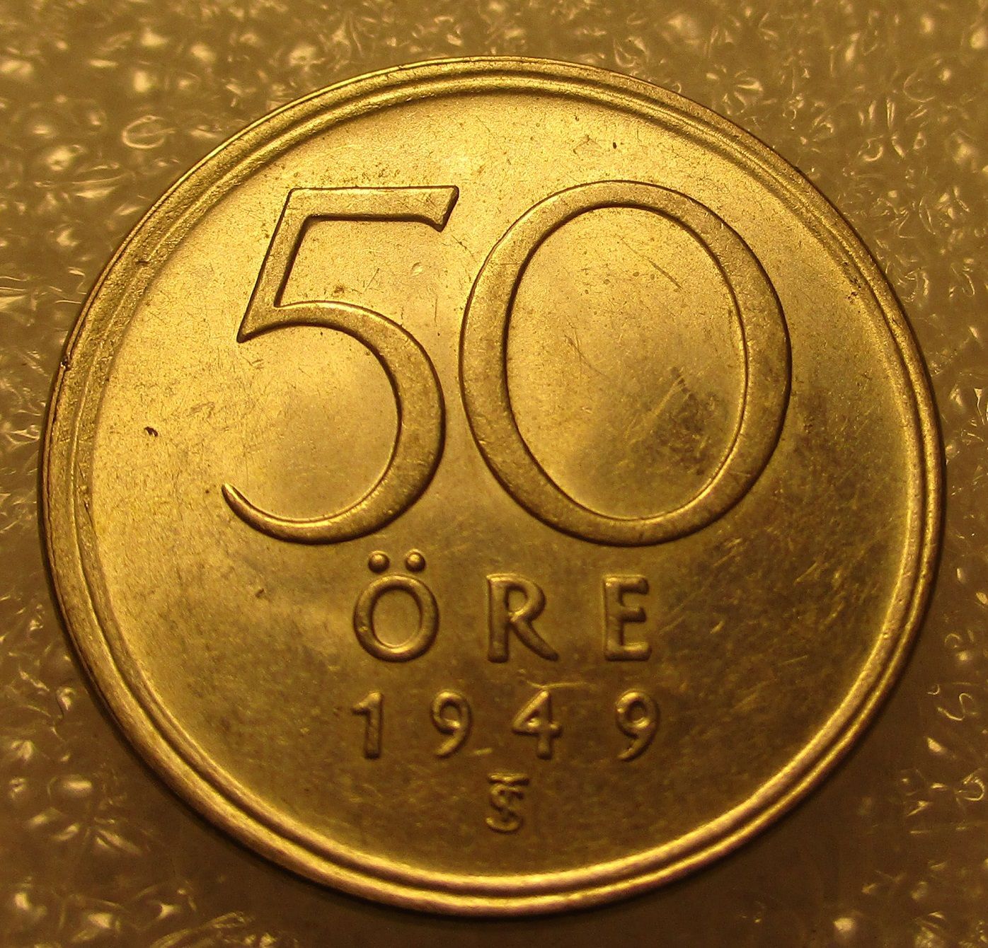 8.50 в рублях. Монета 50 эре 1940