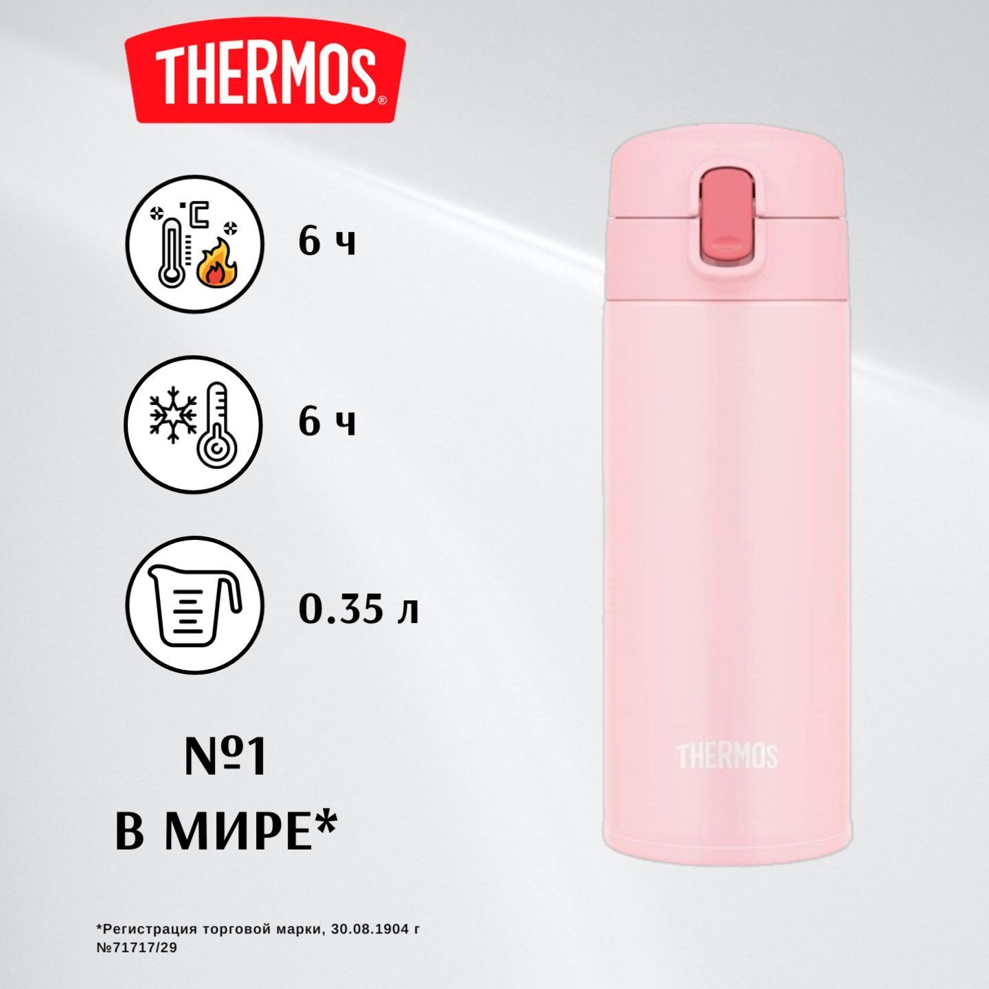 THERMOS с трубочкой 0.35л FJM, 6/6, розовый - безупречное качество с 1904 (FJM-350) детский термос для воды, чая, кофе и других напитков