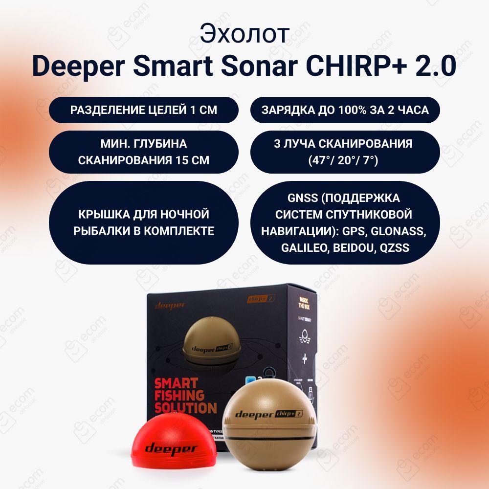 Эхолот для рыбалки беспроводной Deeper Smart Sonar CHIRP+ 2.0 (DP4H10S10)