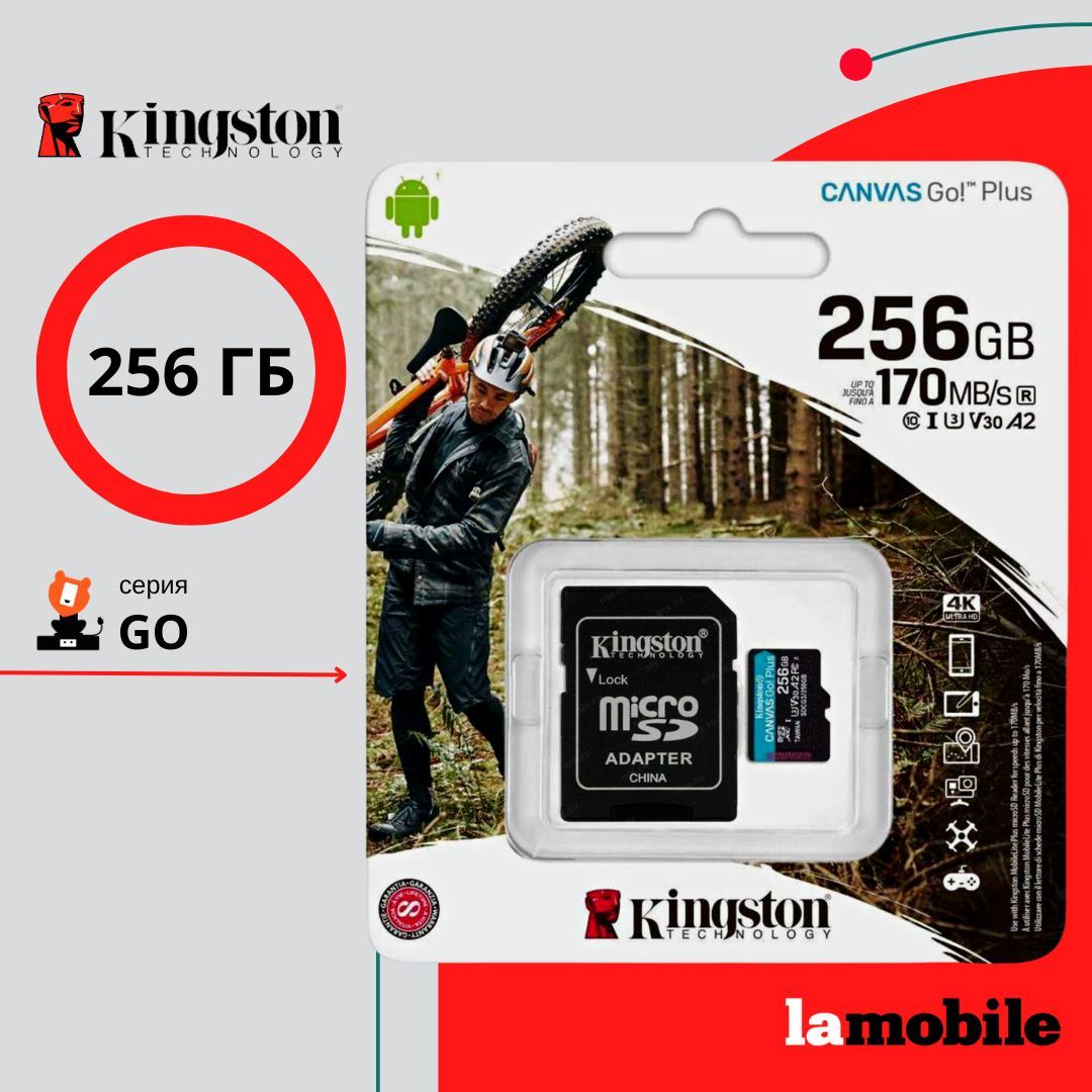 Карта памяти microSDXC Kingston Canvas GO Plus 256 ГБ (SDCG3/256GB)