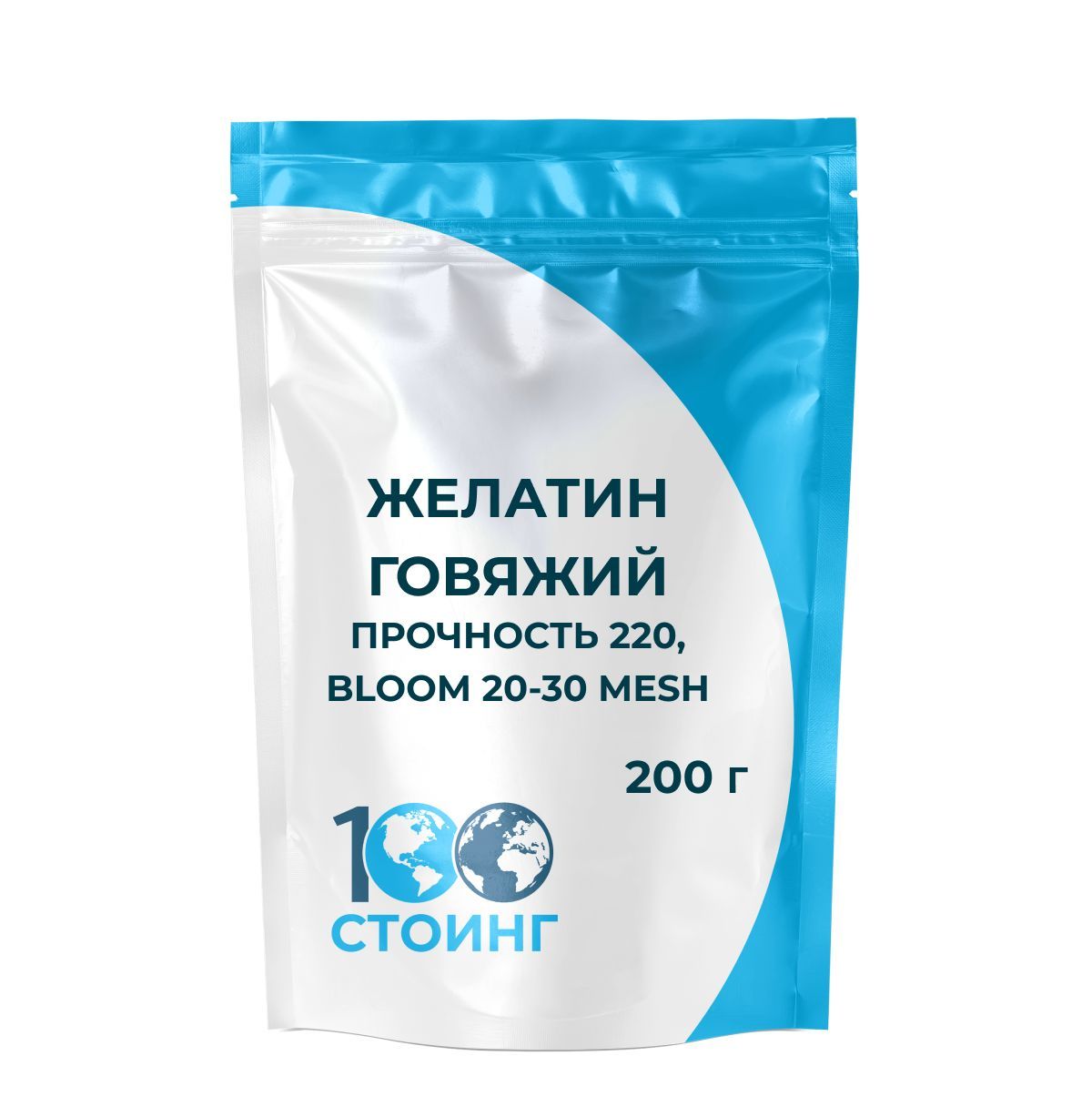 Желатин пищевой говяжий STOING 220 bloom 20-30 mesh , 200 г STOING /Стоинг  белка (коллаген), аналог агар агар, все для выпечки, ингредиенты для  десертов, холодца, рыбного и мясного заливного - купить с