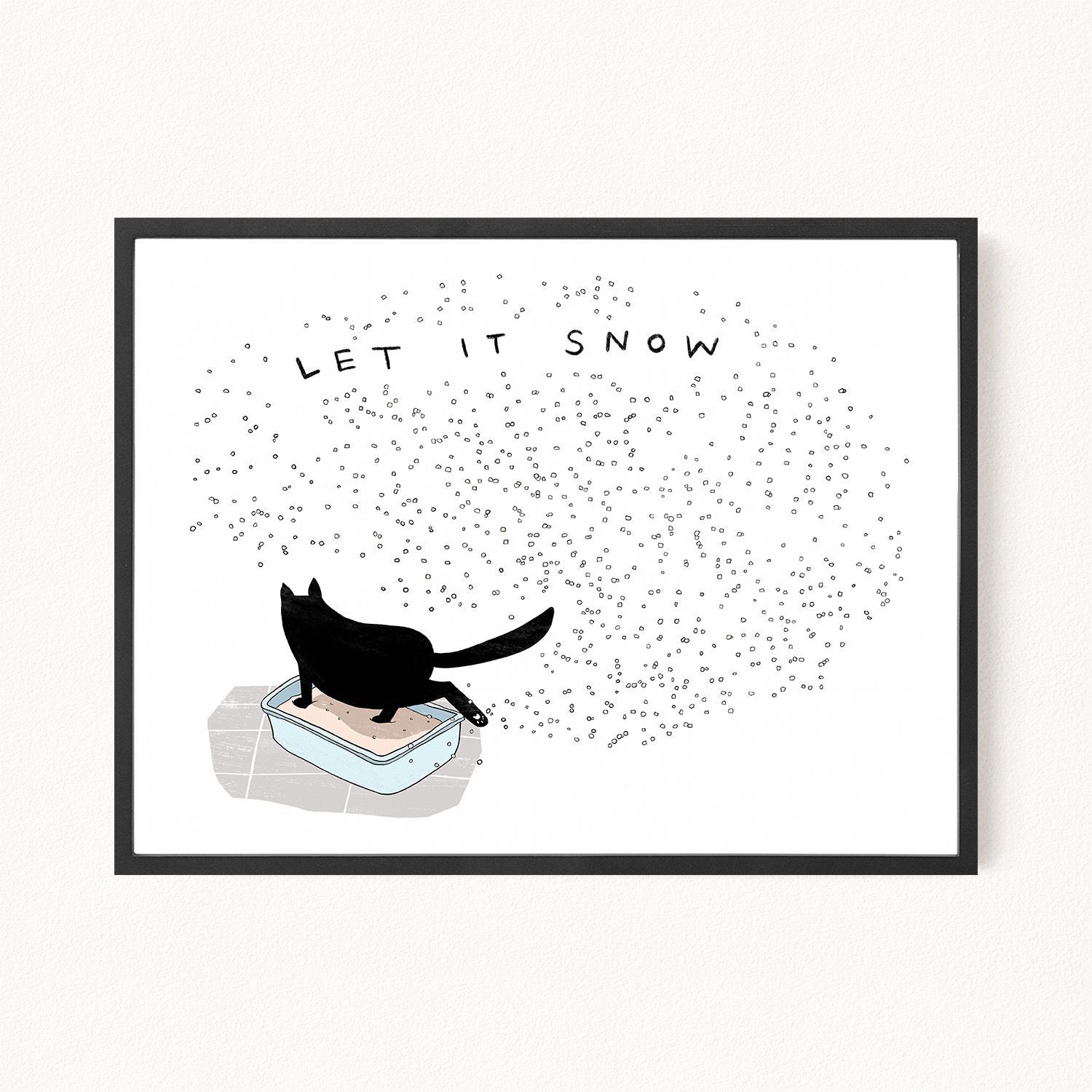 Постер для интерьера "Black Cat - Let it Snow", 30х40 см