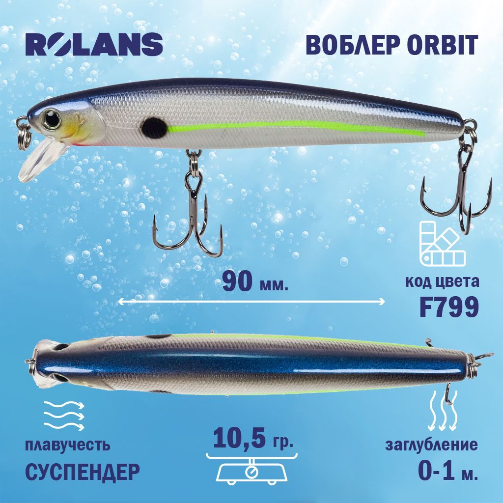 Воблер Rolans ORBIT 90 SP (Длина (мм) 90; Вес (гр.) 10,5 / F799)