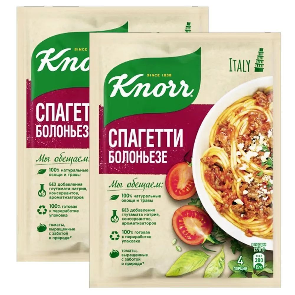 Knorr На Второе для приготовления спагетти болоньезе, 25г 2шт - купить с  доставкой по выгодным ценам в интернет-магазине OZON (1180187963)