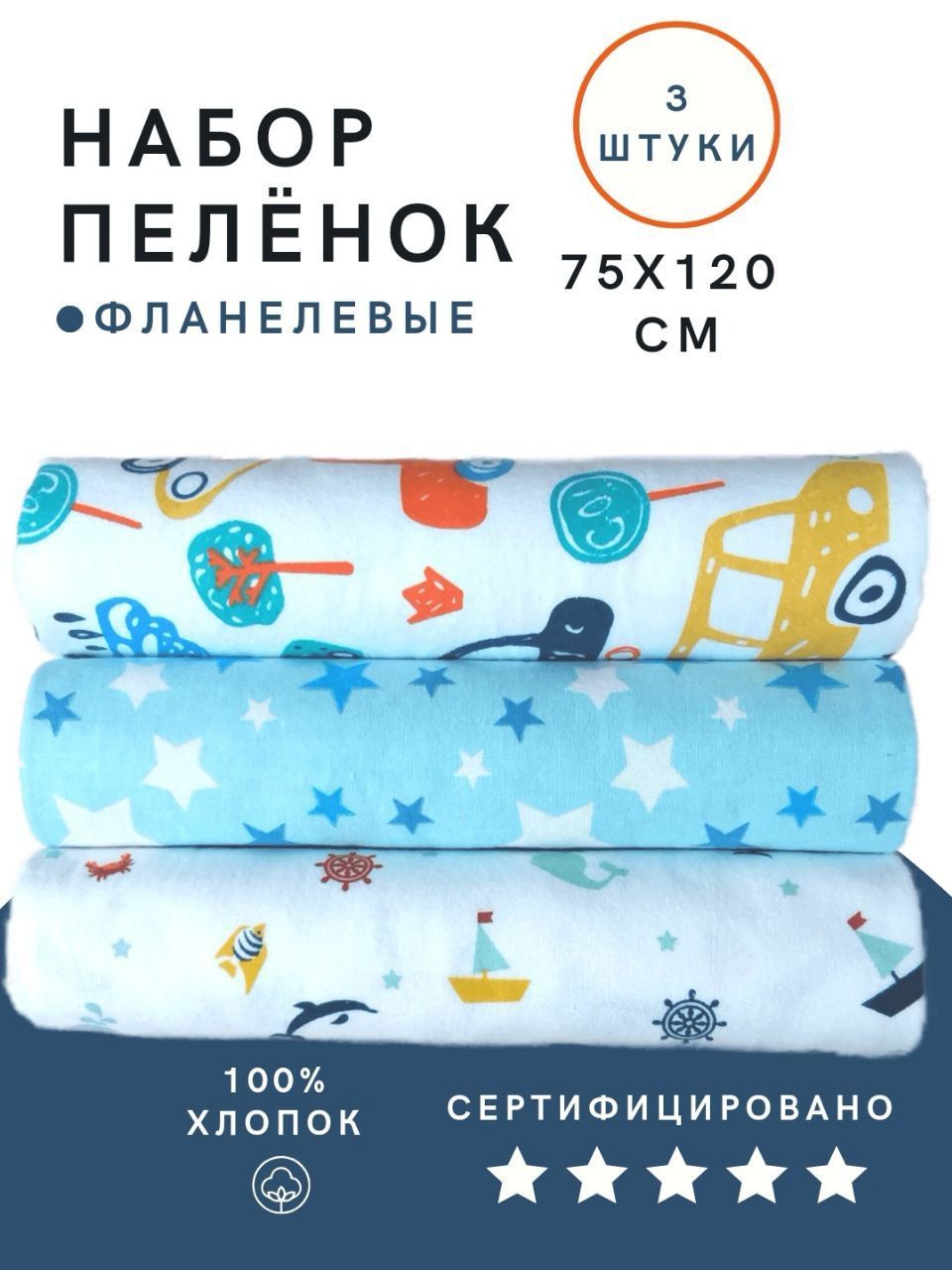 Еголя Пеленка текстильная 75 х 120 см, Хлопок, Фланель, 3 шт купить на OZON по низкой цене (1219666351)