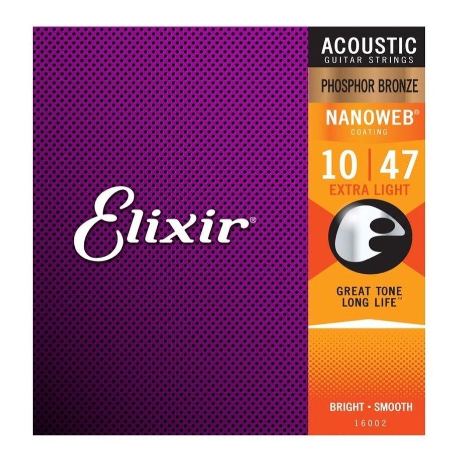 Струны для акустической гитары Elixir Nanoweb 16002 Extra Light (6 шт)