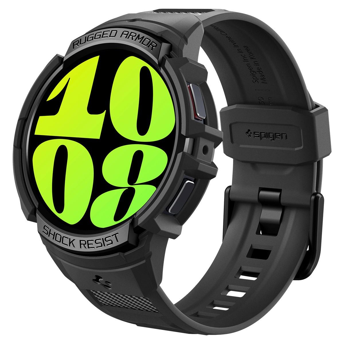 Чехол с ремешком Spigen на Samsung Galaxy Watch 6 (44 mm) (ACS06496) Rugged Armor Pro / Спиген для Галакси Вотч Противоударный, черный