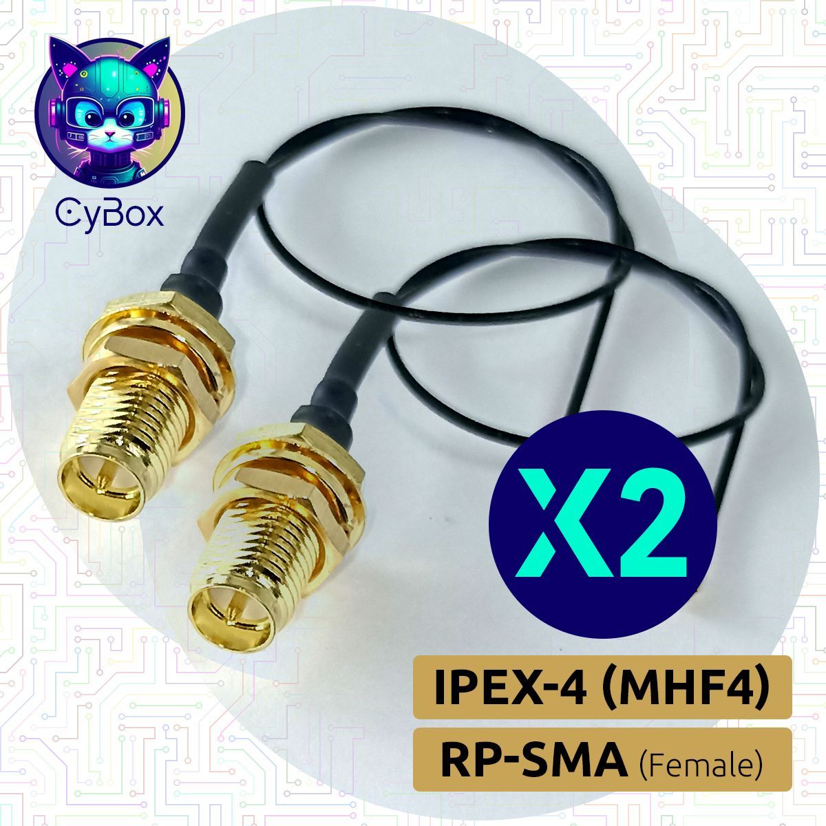 2шт.ПигтейлRP-SMA-female-MHF4(IPEX4).Адаптер-переходникдляподключениявнешнейантеннык3G/4GмодемамM.2.