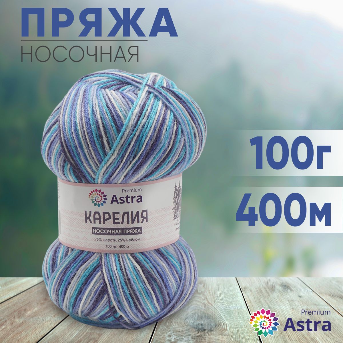 Пряжа Astra Premium Карелия Носочная (Karelia sock) Секционная, для вязания  носков, цвет 1006, 100 гр, 400 м, 2 шт/упак - купить с доставкой по  выгодным ценам в интернет-магазине OZON (501069386)