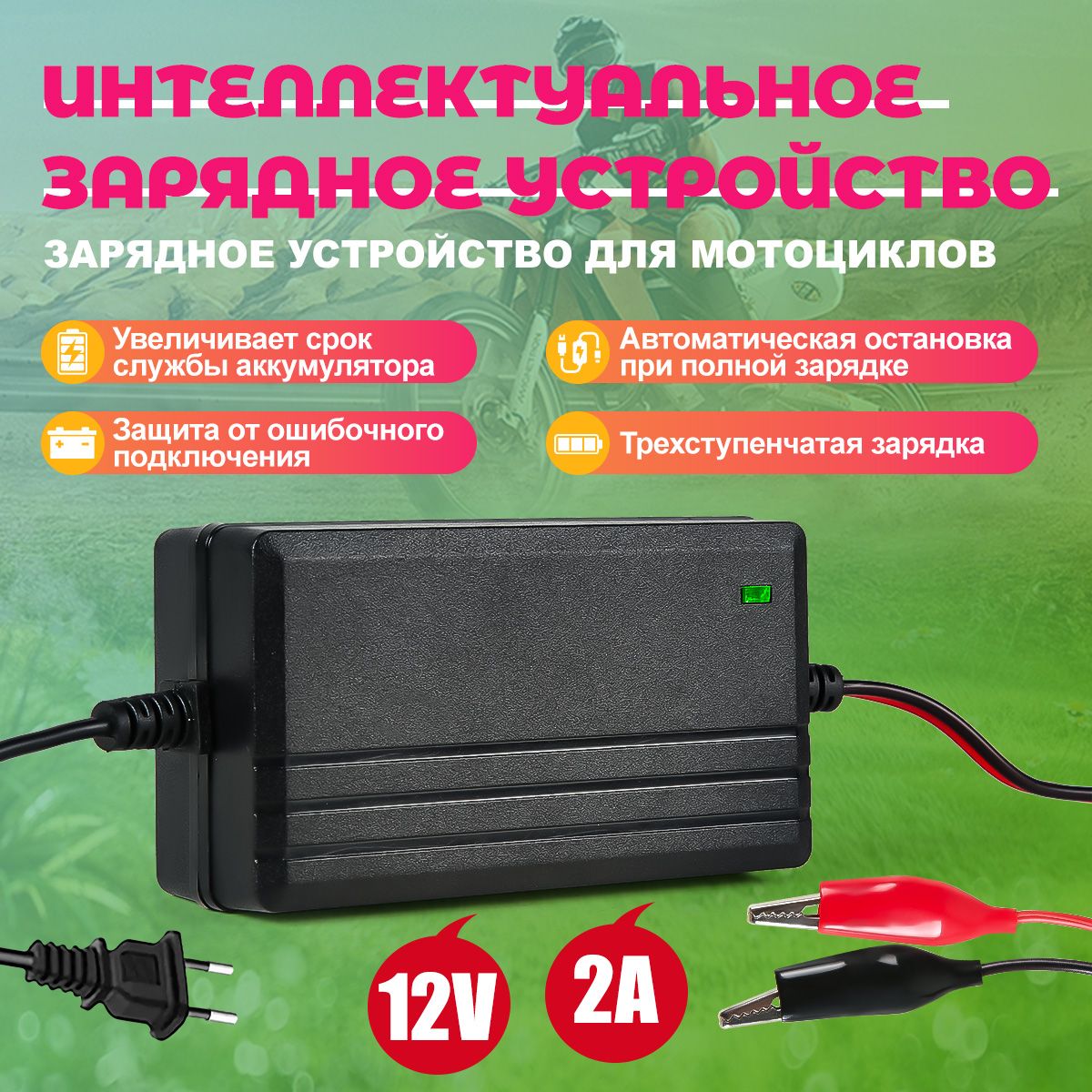 Устройство зарядное для АКБ, 100 А•ч, макс.ток 2 A - купить с доставкой по  выгодным ценам в интернет-магазине OZON (1185256715)