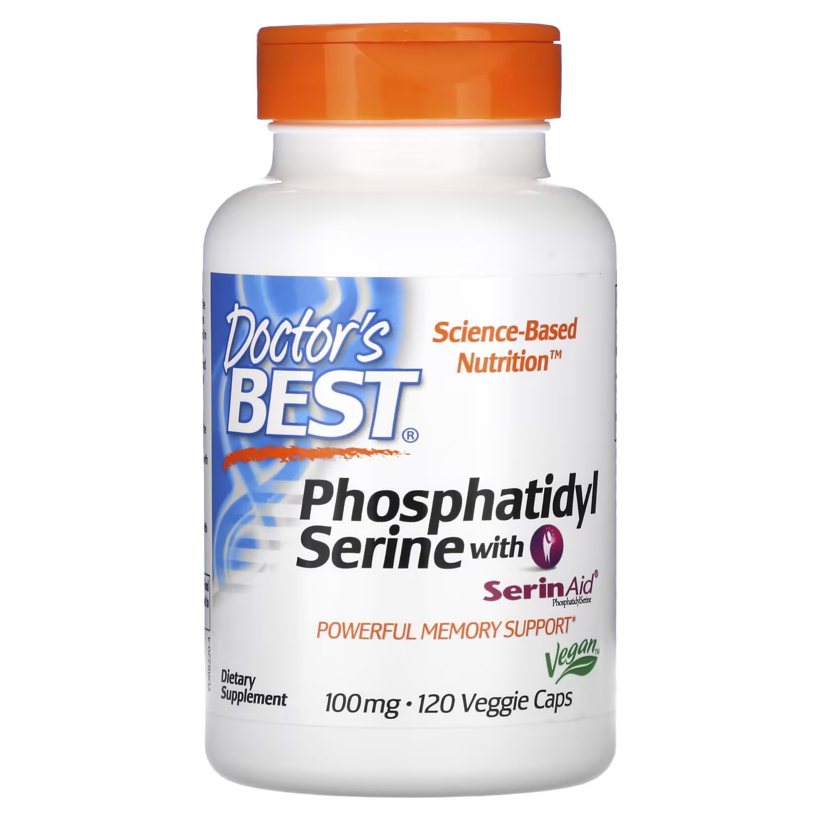 Фосфатидилсерин Doctor's Best Phosphatidyl Serine 100 мг, 120 вегетарианских капсул