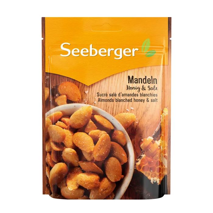 Миндаль Seeberger жареный с солью и медом Almonds blanched honey & salt, 80г