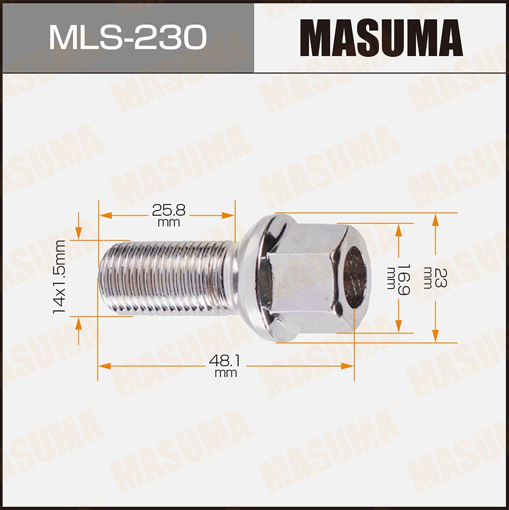 MasumaБолтколесныйМ14х1,5,25мм,1шт.