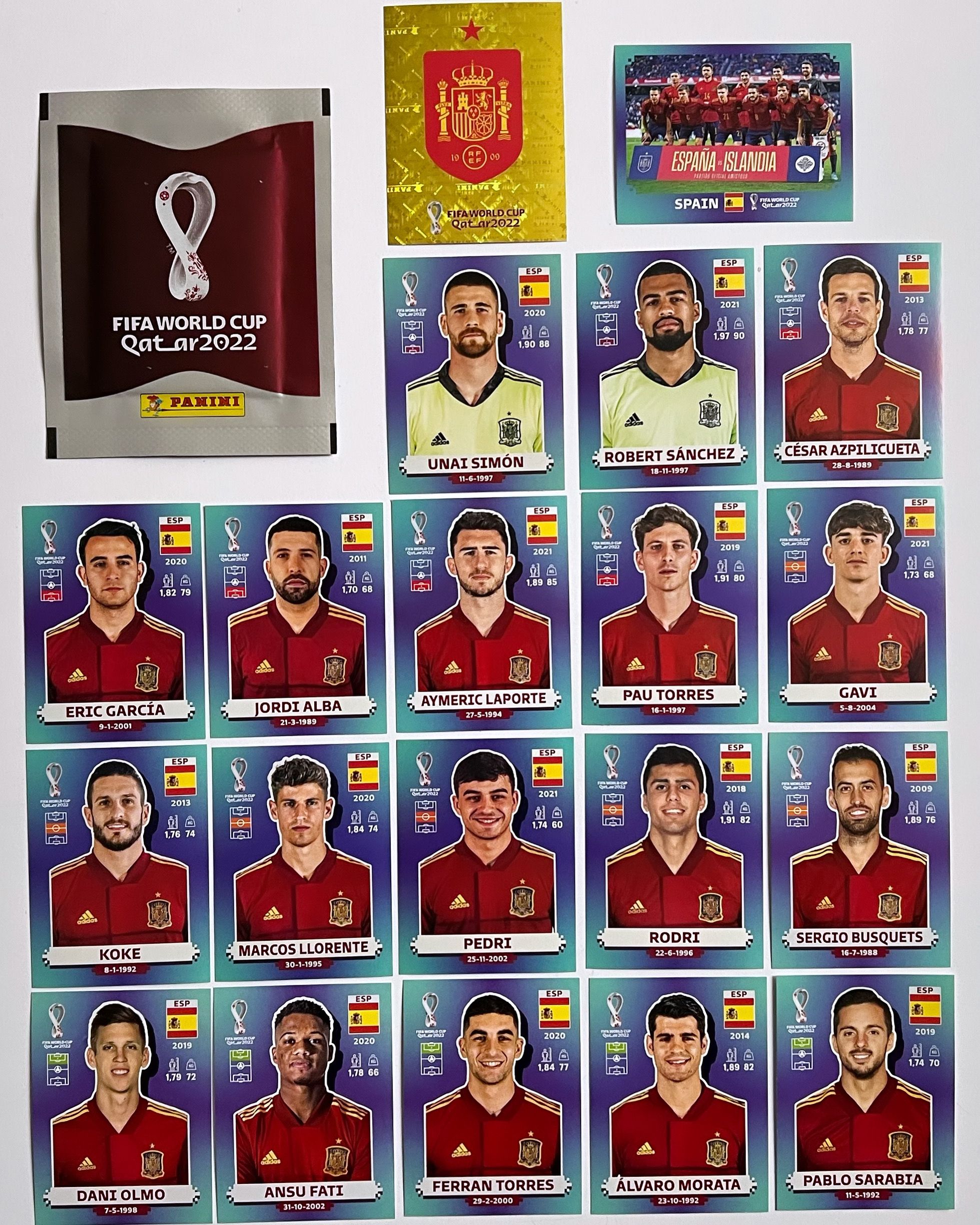 Panini FIFA World Cup 2022 Qatar команда Испания + пакетик