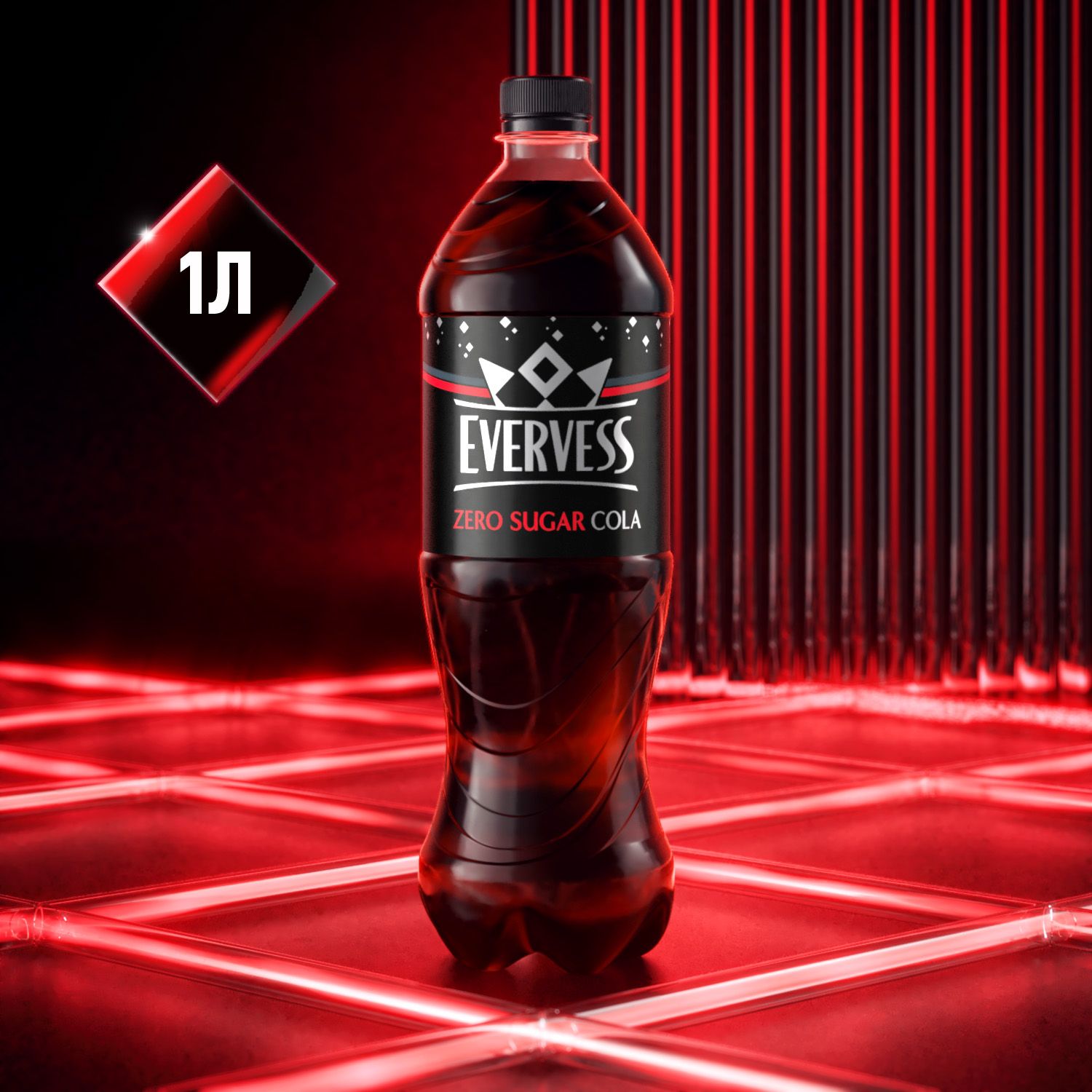 Газированный напиток Evervess Cola Без саxара, 1 л