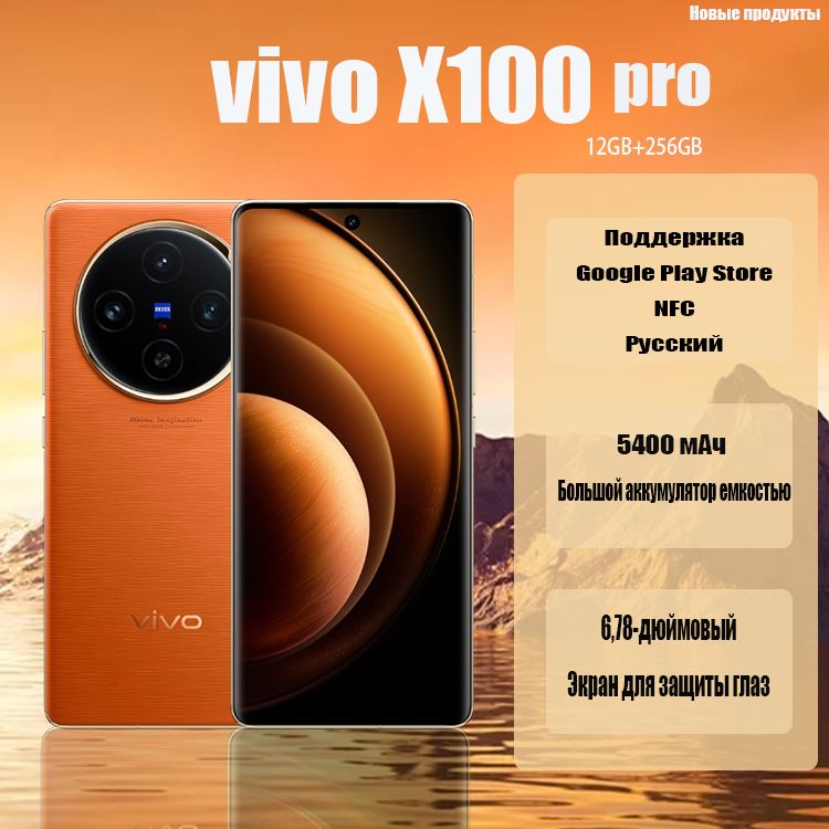 VivoСмартфонX100proCPUMediaTekTiangui9300ПоддерживаетGooglePlayStoreNFCРусскийКитайскаяверсияCN12/256ГБ,оранжевый