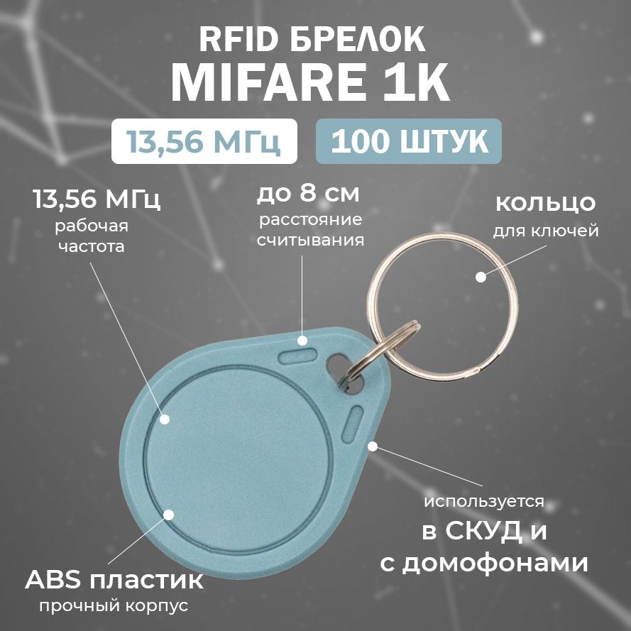 RFIDбрелокMIFARE(НЕПЕРЕЗАПИСЫВАЕМЫЙ)ТИФФАНИ/БесконтактныйключдоступаСКУД13.56МГц/упаковка100шт