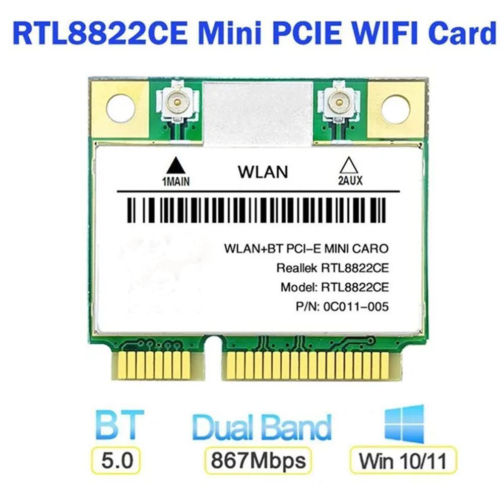 RTL8822CE1200Мбит/с2,4G/5Ghz802.11AWiFiкартаMiniPCI-EBluetooth5,0Поддержканоутбука/ПКWindows10/11