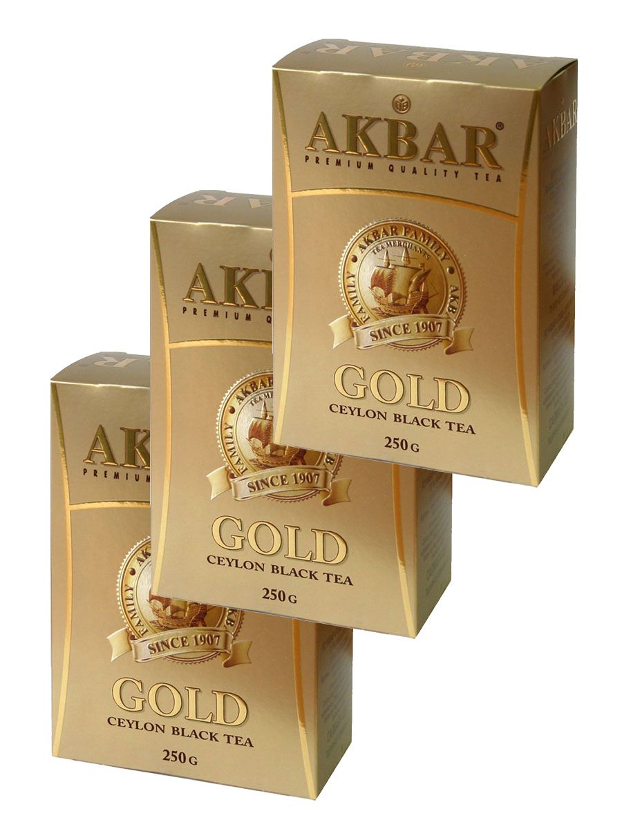 Чай черный AKBAR GOLD цейлонский крупнолистовой, 3*250 г