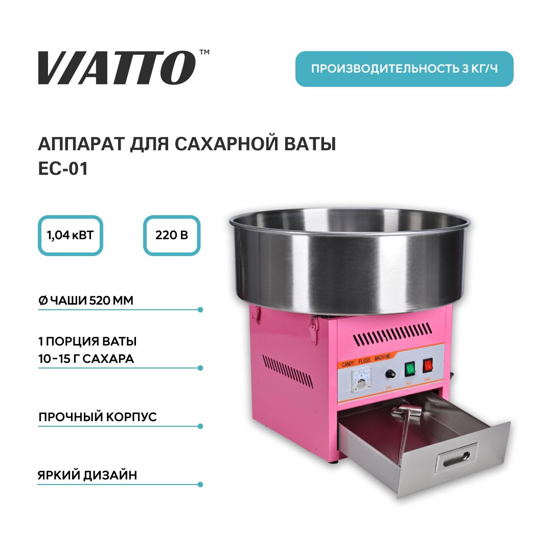 Аппарат для сахарной ваты Viatto Commercial EC-01. Аппарат для сладкой ваты