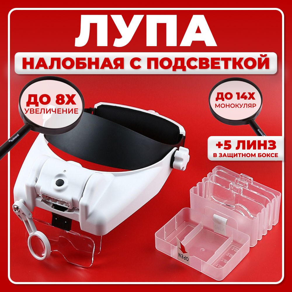 Лупа Очки Налобная Бинокулярная – купить в интернет-магазине OZON по ...