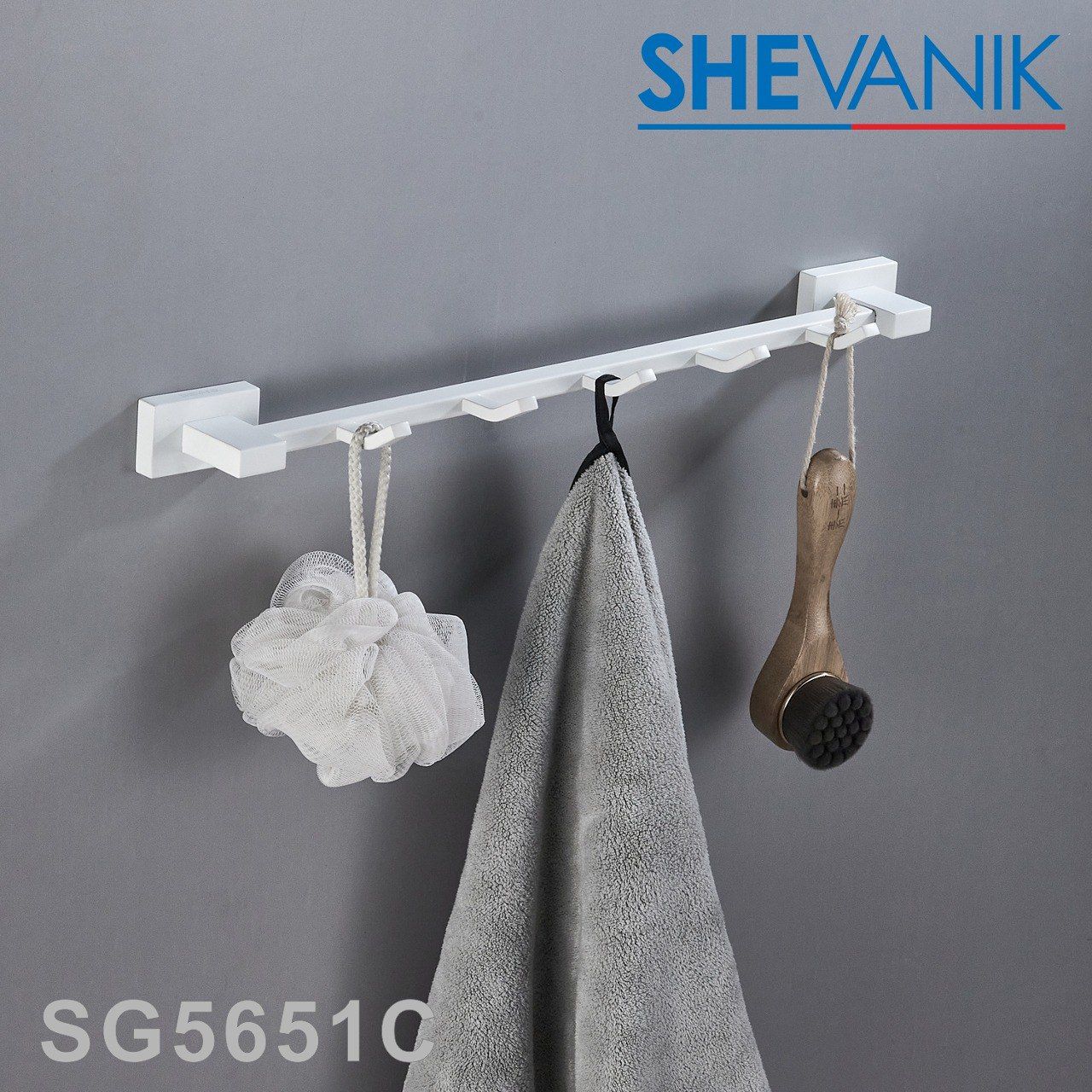 Планка с 5-ю крючками Shevanik SG5651C цвет белый