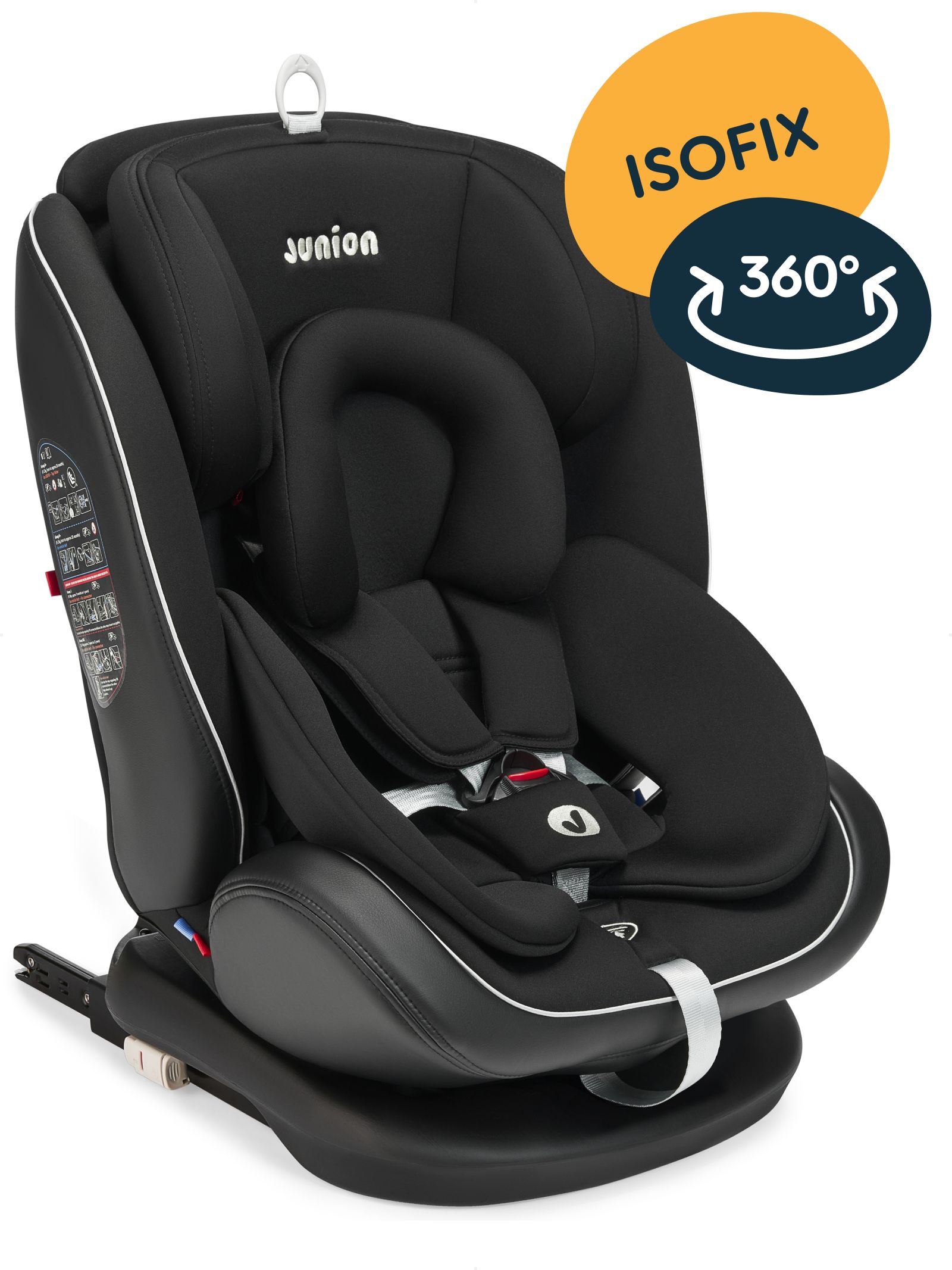 Автокресло JUNION Odri группа 0+/1/2/3 (0-36 кг), 360 , Isofix, чёрный -  купить с доставкой по выгодным ценам в интернет-магазине OZON (1347627773)