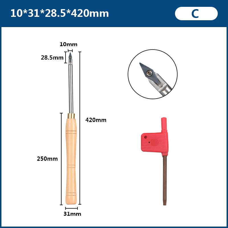 Токарныеинструментыдлядеревообработки,твердосплавныйрежущийинструмент,длина420мм,ручкаизбука,алмазноелезвие28,5x10мм1шт