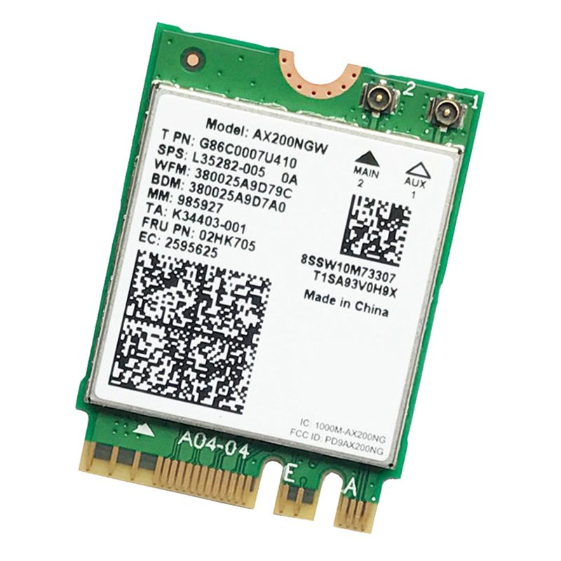 AX200AX200NGWСетеваякартаM.2NGFFWiFiBluetooth5.062.4G/5G802.11Ac/AxБеспроводнойадаптер