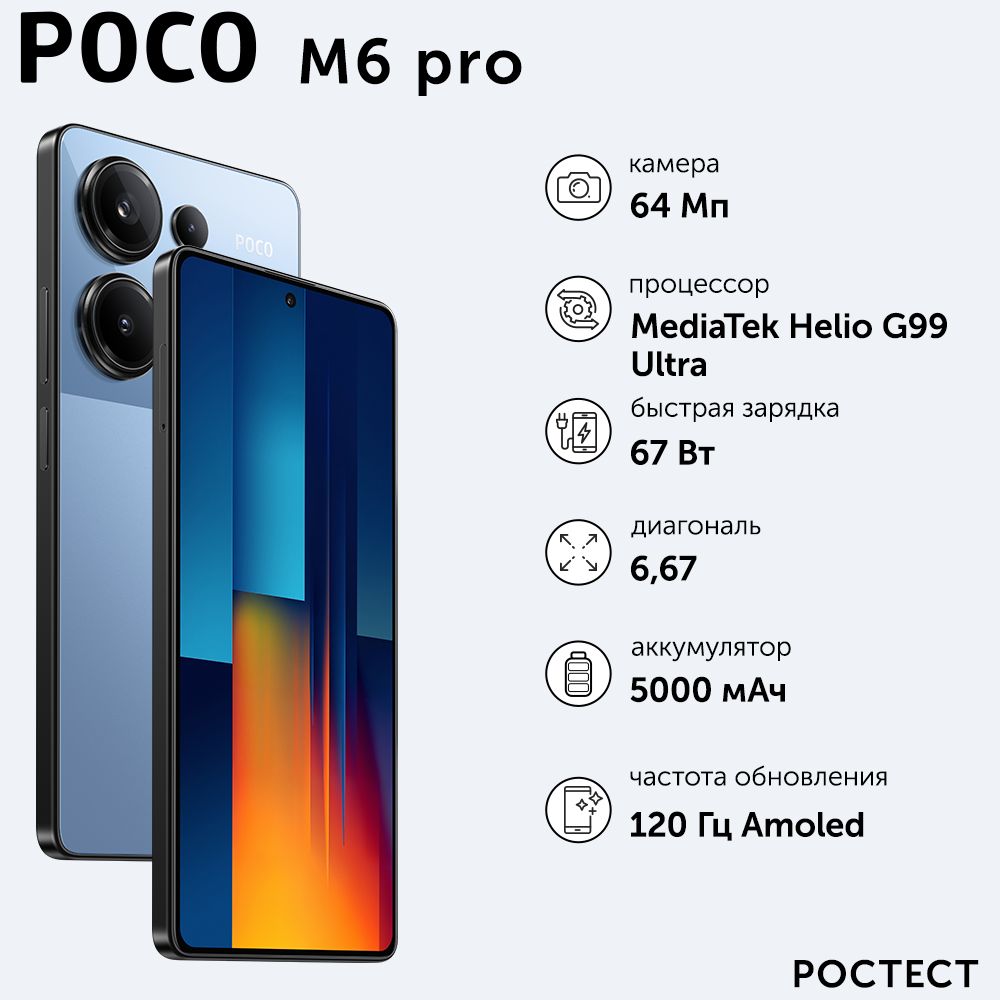 Смартфон Poco M6 Pro - купить по выгодной цене в интернет-магазине OZON  (1381330442)