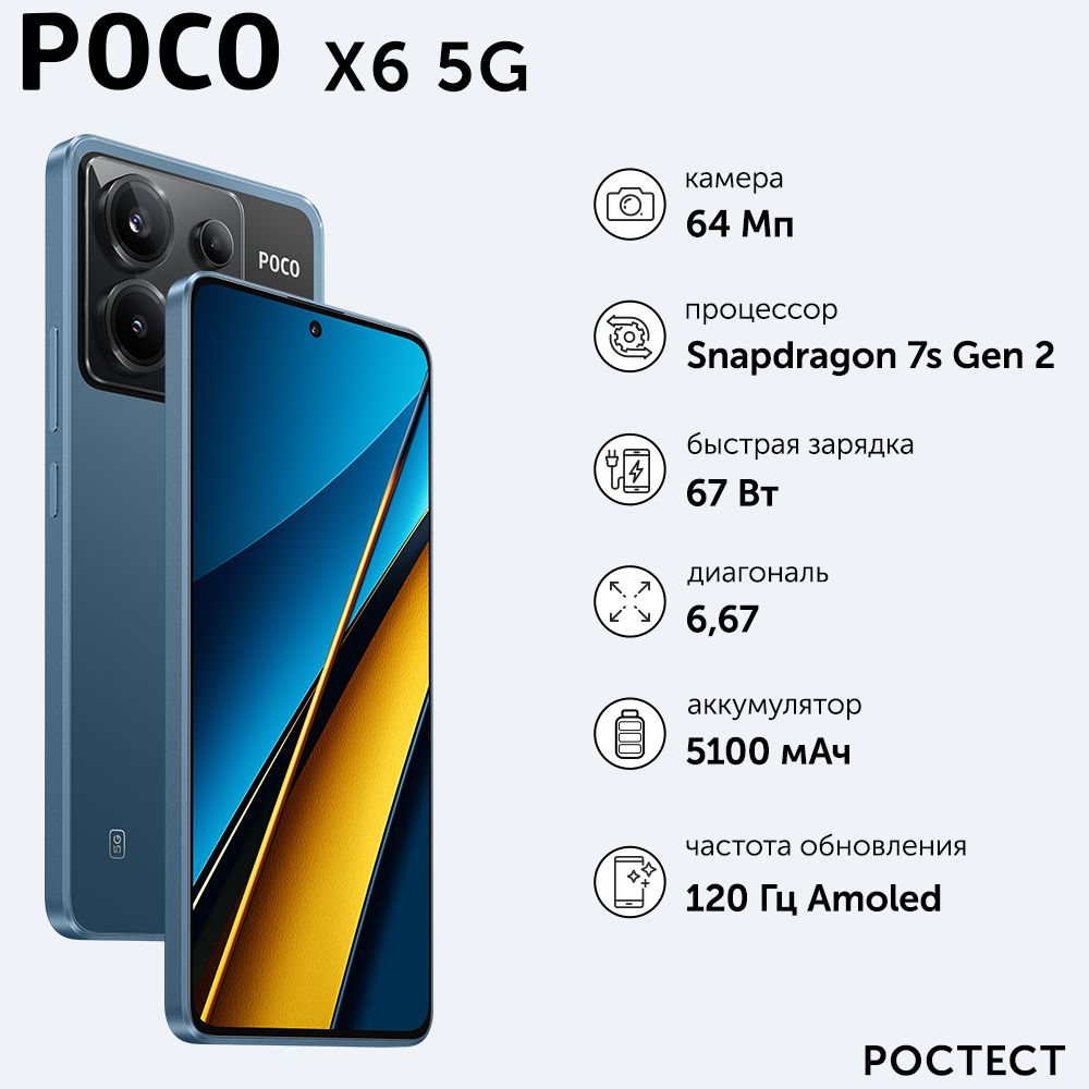 Смартфон Poco X6 5G - купить по выгодной цене в интернет-магазине OZON  (1381288326)