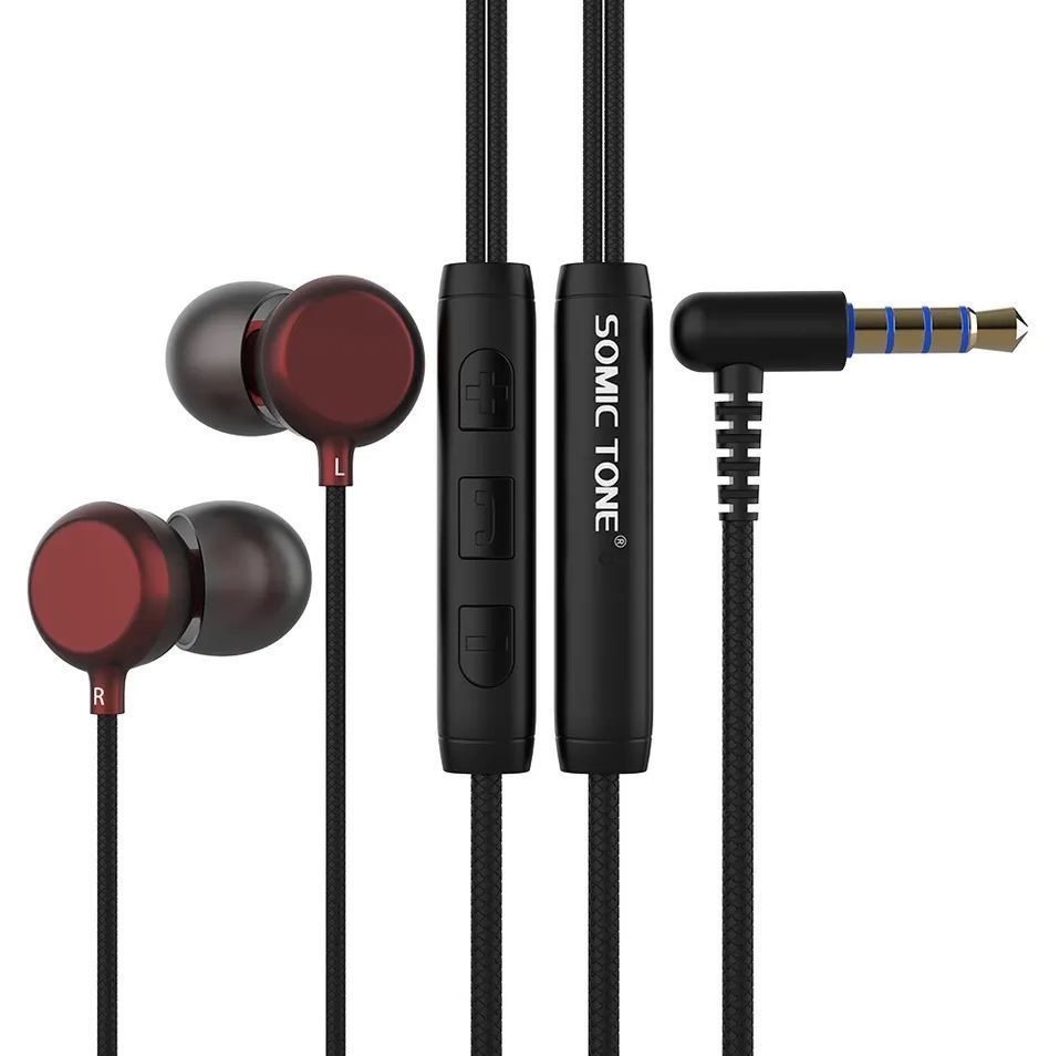 Наушники проводные Somic Tone Headphones с регулировкой громкости и микрофоном для телефона  #1