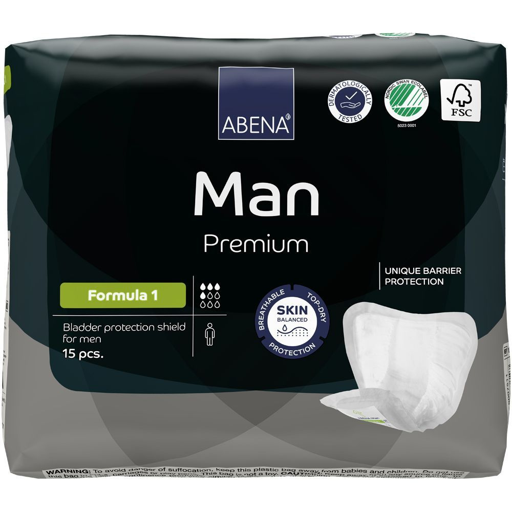 Прокладки урологические для мужчин Abena Man Premium Formula 1, 4 капли, 450 мл, 15 штук  #1