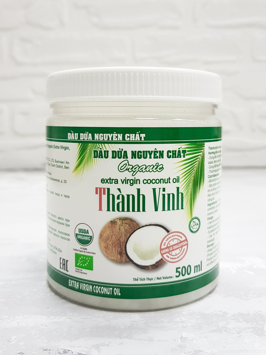 Кокосовое масло Thanh Vinh нерафинированное холодного отжима, для еды и для тела, Organic Extra Virgin #1