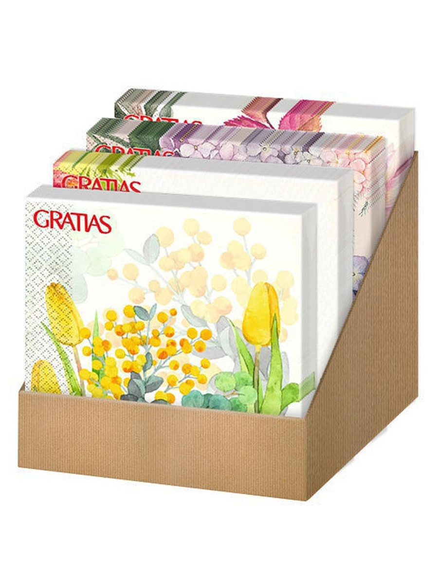 Box mix Gratias салфетки с печатью 3 слоя, 33 см * 33 см , 20 листов 4 ...