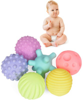  Сенсорные мячики &#34;ТАКТИЛЬНЫЕ ИГРУШКИ&#34; / Тактильные игрушки для детей / Игрушки для купания / Сенсорные шарики для малышей, Развивающие игрушки / Пастель / Шарики развивающие тактильное восприятие / Игрушки для ванной, 6 шт / Массажные мячики, FamilyToys. Спонсорские товары