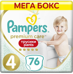 Подгузники-трусики Pampers Premium Care для малышей 9-15 кг, 4 размер, 76 шт