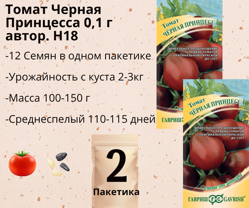305 отзывов на 2уп. Томат Черная Принцесса 0,1 г автор. Н18, Семена томатовот покупателей OZON