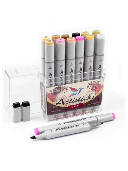Набор профессиональных маркеров для скетчинга Artisticks Style Skin, 12 ...