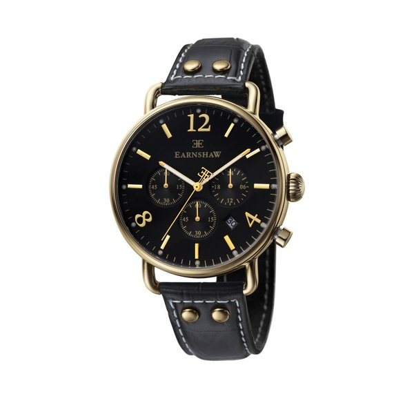 Montre Automatique Thomas Earnshaw ES-8001-01 - Chronographe Homme, Boîtier Or Et Bracelet Cuir