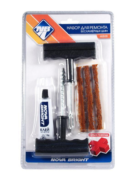 Набор для ремонта бескамерных шин Nova Bright (шило, рашпиль, жгуты ...