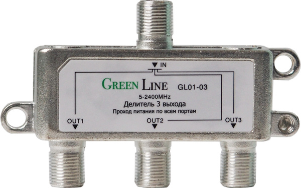Делитель спутникового и ТВ сигнала Green Line GL01-03 на 3 телевизора ...
