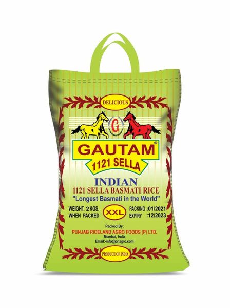 Рис басмати (пропаренный экстра длиннозерный селла басмати) 2кг. Gautam ...