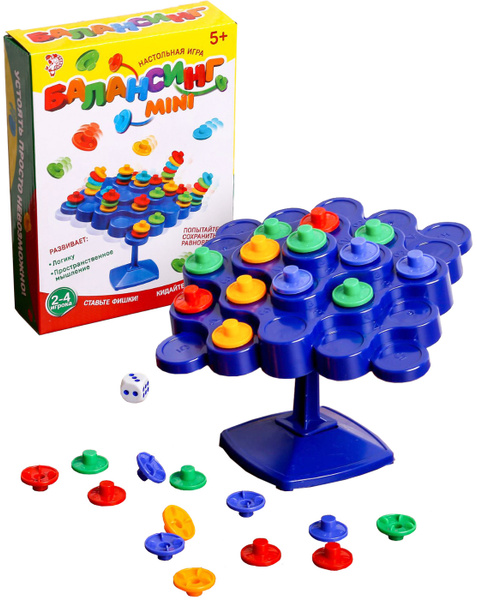 Настольная IQ игра "Балансинг мини", набор 3D поле, кубик и фишки ...