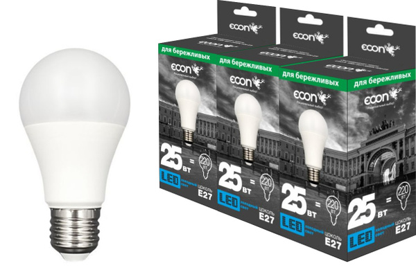 Econ Лампочка LED A 25Вт E27 4200K A67 ES, 25 Вт, 3 шт. купить на OZON ...